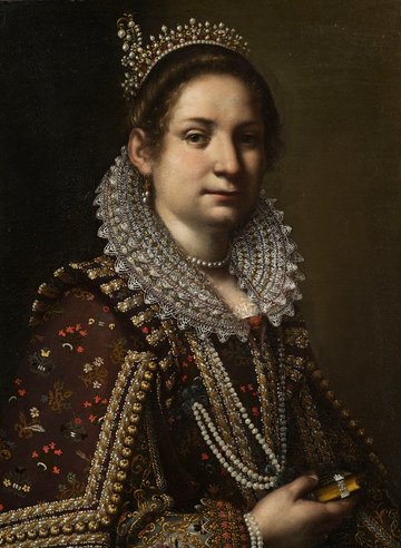 Portrait of a Noblewoman ca 1620 attributed to Ottavio Leoni (1578-1630) COLNAGHI  LONDON NEW YORK MADRID.